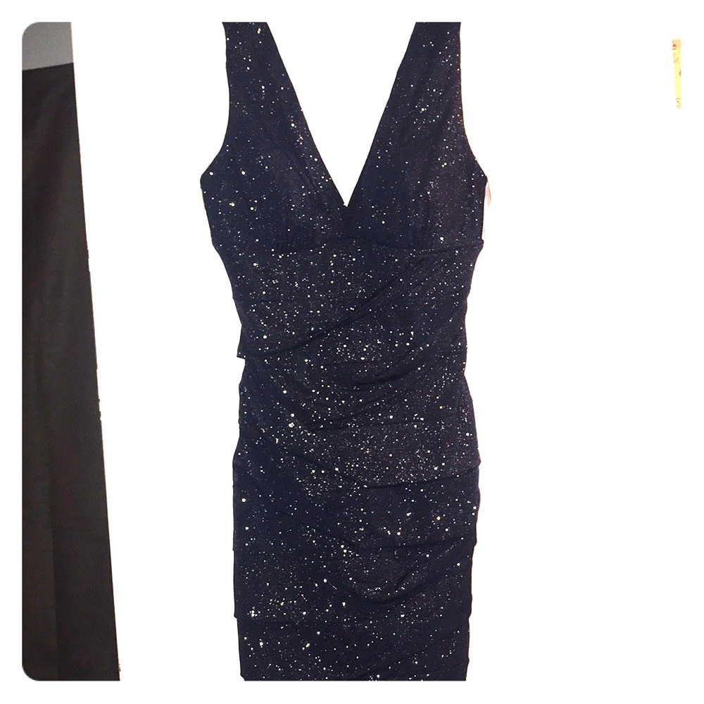 Navy Blue and gold Semi-Formal Dress